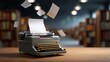 © Chuemon - Creative writing session library typewriter close-up cozy environment artistic perspective