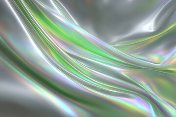Poster - Shimmering fabric with a holographic effect reflecting light in a smooth wave pattern