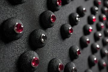 Poster - Textured fabric with decorative gemstones creating an intricate pattern in modern interior design setting
