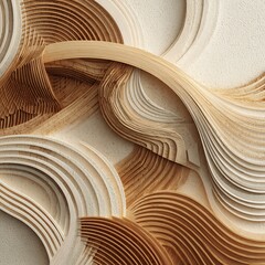 Poster - Abstract composition of layered curves creating sculptural wave effect