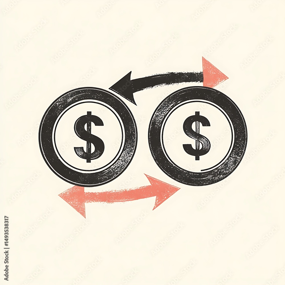 Abstract Money Exchange: Conceptual Illustration of Financial Movement ...