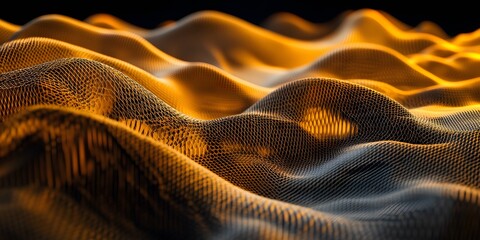 Poster - Abstract golden textured wave formations