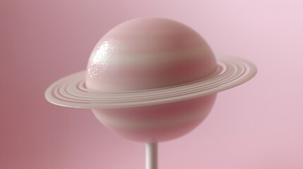 Aufkleber - saturn shaped lollipop on stick image render 3d. cosmic theme. delicious pink hard candy looking lik