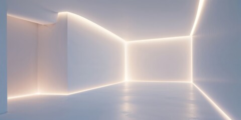 Poster - Modern illuminated interior space showcasing clean lines and smooth surfaces in a minimalistic design during daylight hours