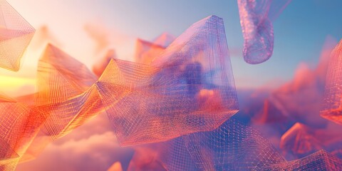 Poster - Abstract geometric shapes in soft pastel hues.