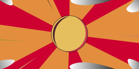 Poster - red sun burst effect. comics rays background, summer backdrop illustrations.