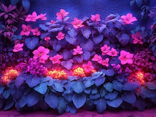 vibrant floral wall in neon colors