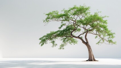 Wall Mural - A solitary tree line against a white background in Thailand.