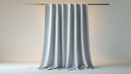 Poster - Front view of white grey curtains against a background, isolated and ready for mock up.