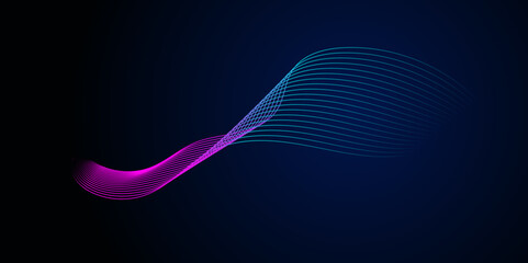 Poster - glowing abstract wave on dark, shiny motion, magic space light. vector techno abstract background, b