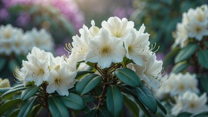Wall Mural - bush of rhododendron: gorgeous floral background and summer plant decor