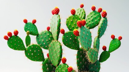 Wall Mural - gorgeous prickly pear cactus alone on a white surface