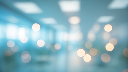 Poster - FOGGY MEDICAL OFFICE BACKDROP, ILLUMINATED WINDOW INTERIOR STYLE, BLURRED SPACE, MODERN LABORATORY CENTER