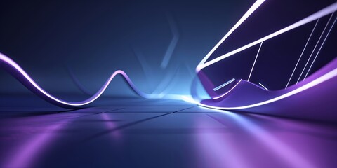 Poster - Colorful abstract design showcasing smooth curves and vibrant lighting effects in a futuristic setting
