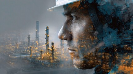 Poster - Engineer Observing a Refinery Through a Drone's Perspective