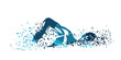 © michalsanca - Crawl swimming style. Male swimmer, abstract blue isolated vector illustration, swim silhouette