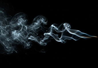 Poster - White smoke flowing against a black background creating abstract shapes.