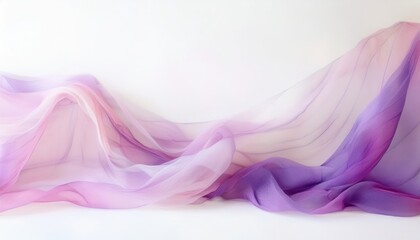 Aufkleber - soft flowing lavender and pink chiffon fabric waves on white background for elegant branding, feminine web design, luxury print layout, or abstract texture in minimalist creative projects

