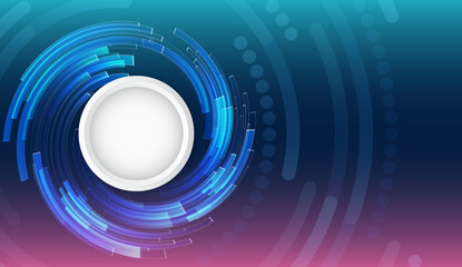 Poster - Ideal for high-tech, innovation, science and IT presentations or technology-themed visuals. Futuristic digital background with a circular design and glowing blue geometric shapes.