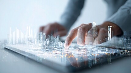 Poster - Entrepreneur Using Touchscreen Dashboard for Market Analysis