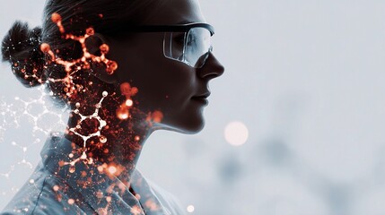Poster - Silhouette of Laboratory Worker Blending with AI Neural Design