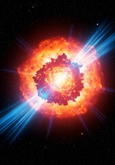 Wall Mural - radiant cosmic explosion: orange pink blue nebula - symbolizing creation, energy, power, destruction