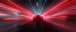 © ilya_levchenko - Rear view of a red sports car racing at high speed on neon highway. Power acceleration on a night track with colorful lights. Futuristic digital background. 3d concept of velocity and technology.