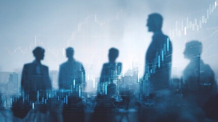 Poster - Professionals Silhouetted in Office Meeting in Urban Environment