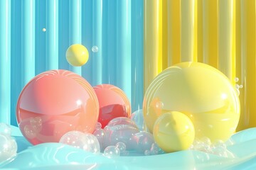Poster - Abstract design with spheres bubbles and vibrant color scheme in a creative composition