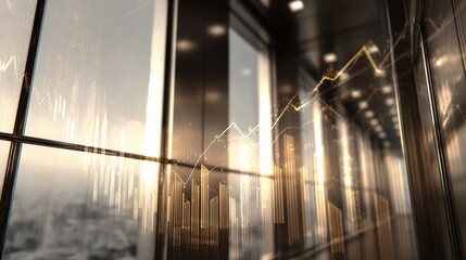 Poster - Double Exposure of Business Growth in Modern Elevator Setting