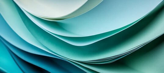 Poster - Abstract Background with Vibrant Turquoise and Teal Wave Patterns, Nature Inspired Layered Design