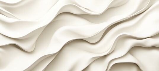 Fototapete - Delicate Beige Waves Abstract Background of Flowing Fabric, Soft Tones, and Dynamic Movement