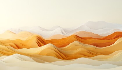 Poster - Layered Paper Folds in Dynamic Waves An Abstract 3D Illustration in Warm Earthy Tones