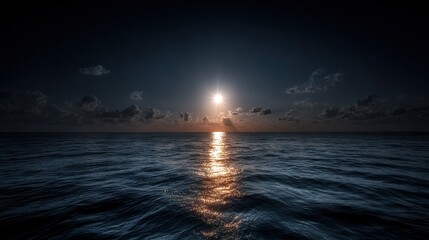 Wall Mural - a vivid expanse of water, bathed in sunlight, featuring scattered clouds overhead