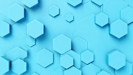 Poster - Hexagonal structures are arranged artistically across a bright blue backdrop, creating an abstract and modern pattern that is visually captivating and suitable for various design projects