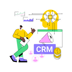 Poster - AI-Driven CRM abstract concept vector illustration.