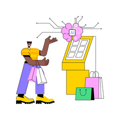 Poster - AI-Driven Self-Service Kiosks abstract concept vector illustration.