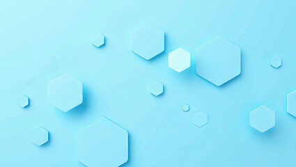 Poster - Various bluish hexagonal shapes are scattered across a light blue background, creating a modern and clean design suitable for digital art, web graphics, or branding