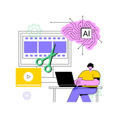 Poster - AI-Enhanced Video Editing abstract concept vector illustration.