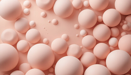 Poster - A collection of various sized soft pastel spheres is scattered elegantly across a smooth, light-colored surface, conveying a sense of calm and harmony