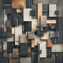 Poster - Abstract Geometric Wooden Blocks Background