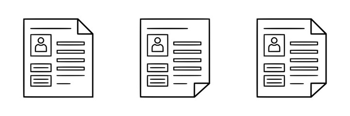 Poster - Three options of documents with personal information, contour icons, thin line  