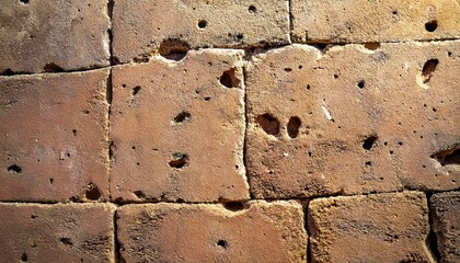 Poster - eroded sandstone surface with organic holes and textured cracks for abstract background, web design, or branding element

