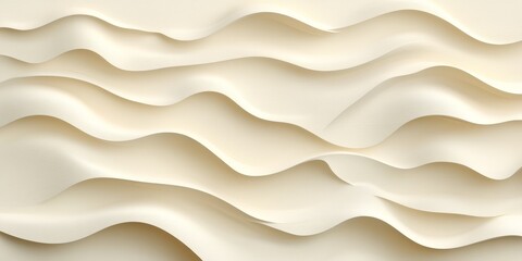 Fototapete - Abstract Cream Wave Pattern Background, Soft Beige Layered Design, Modern Paper Art Style