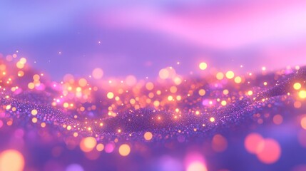 Fototapete - Abstract Periwinkle Background, Soft Lilac Festival Lights, Whimsical Outdoor Celebration Bokeh