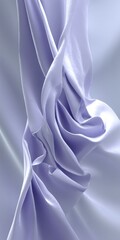 Fototapete - Abstract Fluid Art, Dynamic Waves on a Soft Purple Gradient Background, Wavy Silk Textile Drapery