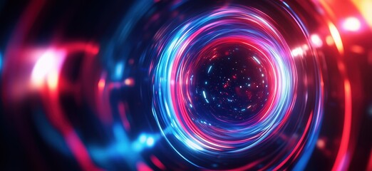 Poster - Colorful abstract tunnel with glowing lights and swirling patterns in space