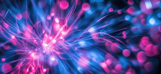Poster - Abstract colorful light trails and bokeh effects in vibrant pink and blue hues