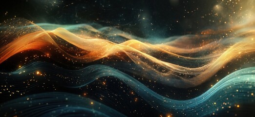 Poster - Abstract waves of light and color creating a mesmerizing digital landscape