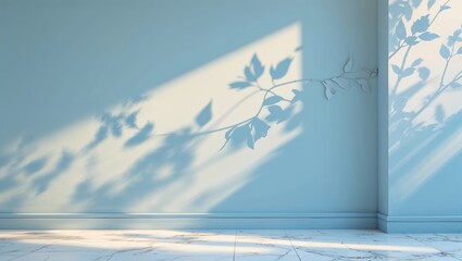 Poster - Soft shadows from leaves create a calming atmosphere in a modern room with elegant flooring